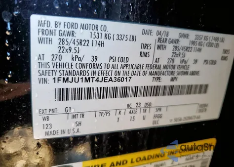 2018 Ford Expedition Platinum from USA, damaged, VIN 1FMJU1MT4JEA36017